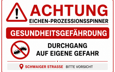 Warnhinweis: Eichen-Prozessionsspinner in der Schwaiger Straße